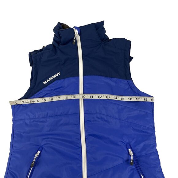 Women’s Mammut Pertex Microlight Zip Blue Hood Ajungilak Vest Jacket Size S - Picture 8 of 9